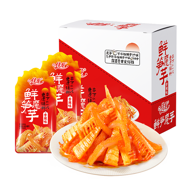 23 g de snack dietético Konjac shuang con brotes de bambú frescos, sabor picante y picante